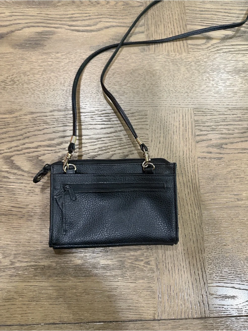 Vintage 80’s 90’s Stefano Black Pebbled Leather Crossbody Purse Removable Strap